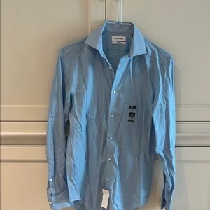 Calvin Klein Blue Dress Shirt Cotton Blend Professional